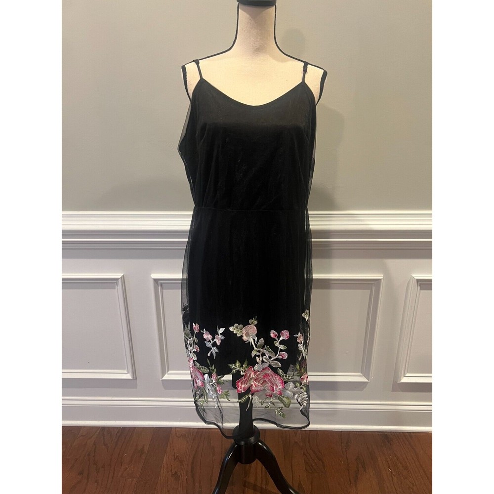 ABS Collection Little Black Dress Embroidered Sz 14 NWT